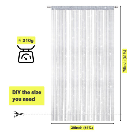 String Curtains Door Mosquito Net, Elegant Divider Tassel Curtain for Home Decor, Partition Curtain for Doors and Windows, White (100x200cm).