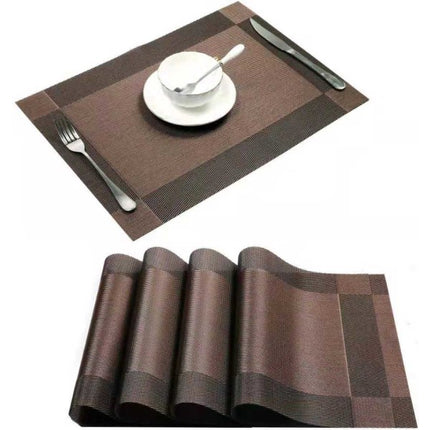 PVC Non-Slip PVC Placemats Set Heat Resistant Placemats Dining Table Kitchen Mat (Set of 4) Gold.