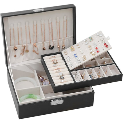 Jewelry Box Jewelry PU Leather Storage Box (Black).