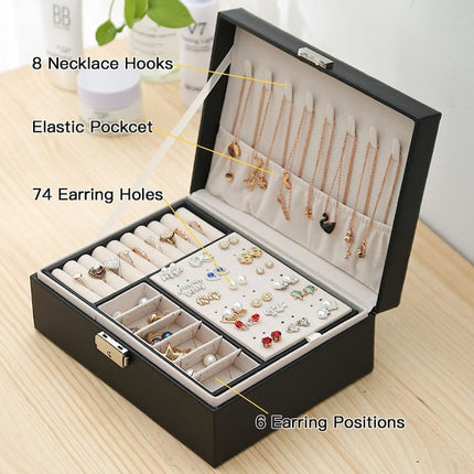 Jewelry Box Jewelry PU Leather Storage Box (Black).