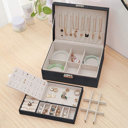 Jewelry Box Jewelry PU Leather Storage Box (Black).