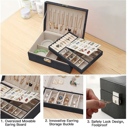 Jewelry Box Jewelry PU Leather Storage Box (Black).