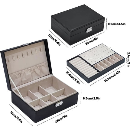 Jewelry Box Jewelry PU Leather Storage Box (Black).