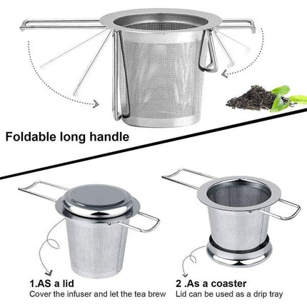 Tea filter, stainless steel tea strainer, tea strainer, tea infuser Tea strainer with lock, tea filter with fine holes, foldable handle design Suitable for.