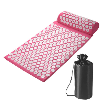 Acupressure Mat and Pillow Set with Bag Acupuncture Mat for Neck and Back Pain, Muscle Relaxation Stress Relief, Sciatica Pain Relief Pillow - Pink.