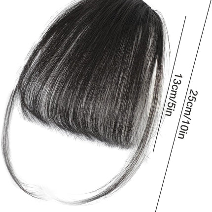 Clip-in Bangs Made of Real Hair, French Bangs Extensions | Natural Colored Clip-on Bangs, Hair Fringe for Women and Girls Natural Black.