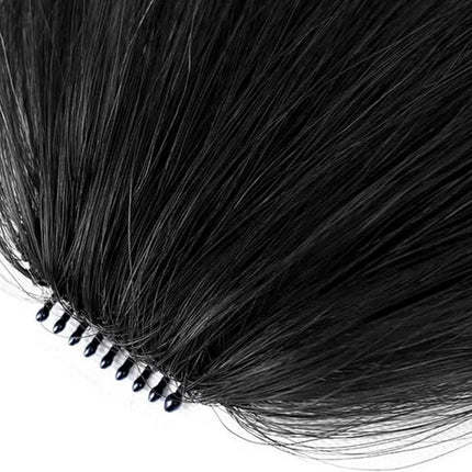 Clip-in Bangs Made of Real Hair, French Bangs Extensions | Natural Colored Clip-on Bangs, Hair Fringe for Women and Girls Natural Black.