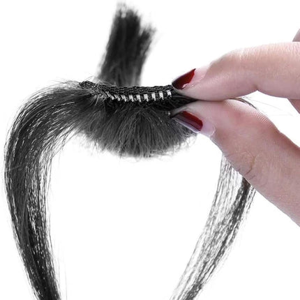 Clip-in Bangs Made of Real Hair, French Bangs Extensions | Natural Colored Clip-on Bangs, Hair Fringe for Women and Girls Natural Black.