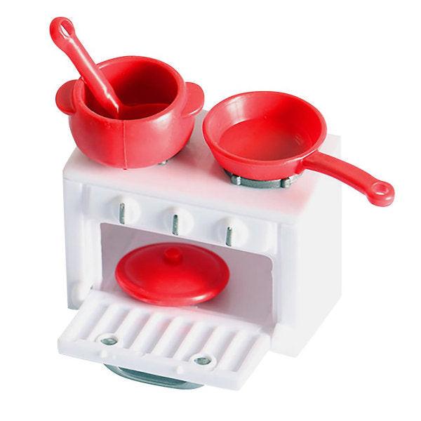 Toys Children Pretend Cooking Stove Mini House Gas Stove Mini Stove Model Miniature Stove Play Kitchen Cooking Toy（5.8X4.2X3.6CM，White Red）.