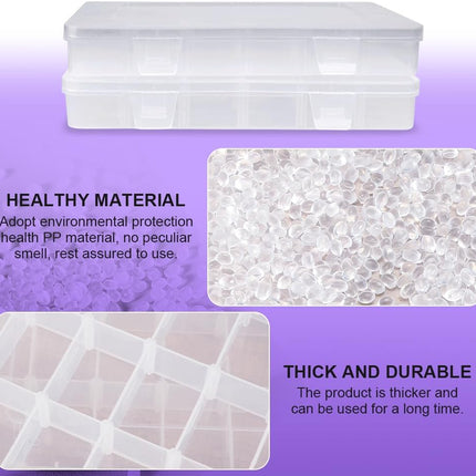 18-Compartment Snack Box, 2 Pieces Snack Plates with Lids for Candy, Nuts, Snacks, Adjustable Plastic Storage Box for Jewelry, Transparent Sorting Boxes 18 compartments-2 pieces.