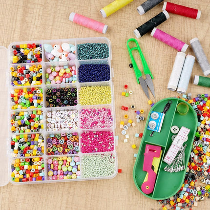 18-Compartment Snack Box, 2 Pieces Snack Plates with Lids for Candy, Nuts, Snacks, Adjustable Plastic Storage Box for Jewelry, Transparent Sorting Boxes 18 compartments-2 pieces.