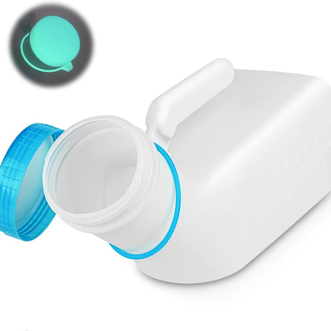 Urinal Bottle for Men, 1000ml Portable Pee Bottle with Screw Cap for Emergency Situations blue.