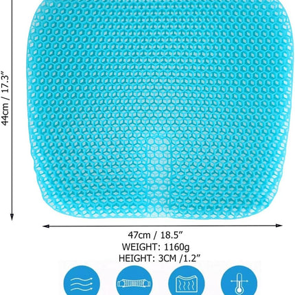 Gel Seat Cushion for Long-Term Sitting, Gel Cushions for Pressure Relief, Double Thick Gel Cushion for Sitting, Seat Cushions for Office Chairs with.