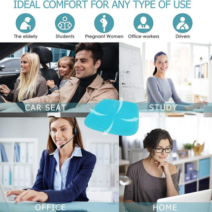 Gel Seat Cushion for Long-Term Sitting, Gel Cushions for Pressure Relief, Double Thick Gel Cushion for Sitting, Seat Cushions for Office Chairs with.