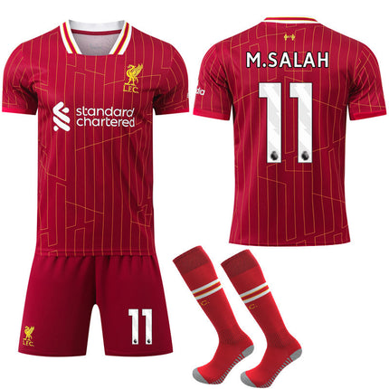 Liverpool Home Football Shirt Kids & Adults 2024-2025 With Socks No. 11 M.SALAH No. 11 M.SALAH No.11 M.SALAH 18
