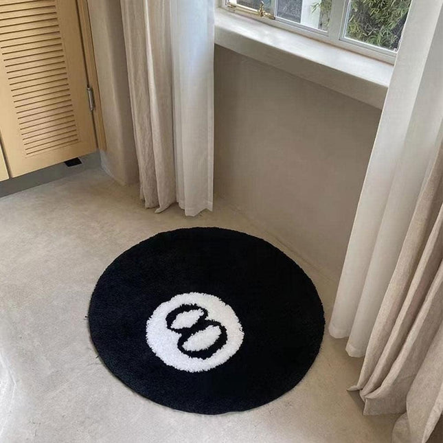 Black Carpet, Billiard Ball Mat, 8-Ball Soft & Fluffy Black Carpet Bedroom Decoration, Black Circle Carpet for Living Room Home Decor 80*80.