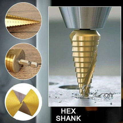Step Drills Double Groove Countersink Drill High Speed Steel Cone Drill for Steel Wood, Plastic, Brass, Aluminum 3 pcs.
