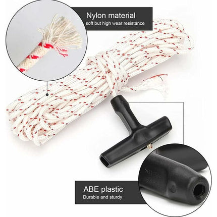 10 Meter 3.0mm Starter Cord with 3 Start Handles for Lawn Mower Chainsaw Trimmer Brushcutter Engine Parts.