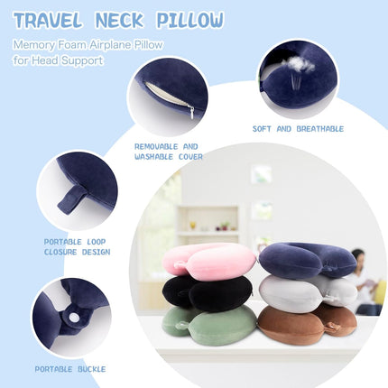 Travel Pillow Neck Pillow Memory Foam Travel Pillows Head Support Pillow for Airplane Train Car Office Travel Essential Flight Pillows for a Long Time Navy Blu Navy Blue One Size.