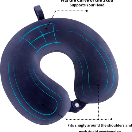 Travel Pillow Neck Pillow Memory Foam Travel Pillows Head Support Pillow for Airplane Train Car Office Travel Essential Flight Pillows for a Long Time Navy Blu Navy Blue One Size.