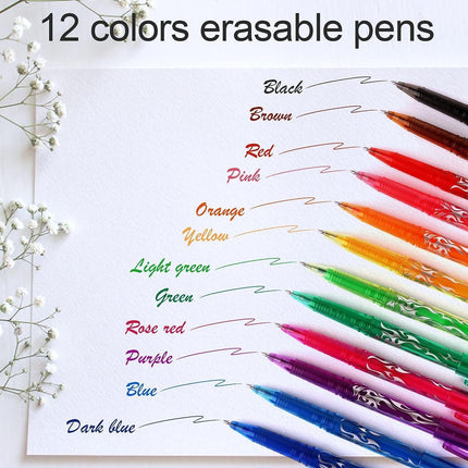 Erasable Ink Pens, Erasable Gel Ink Pens - 12-pack Multicolor multicolor.