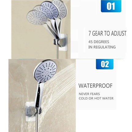 Adjustable Shower Head Holder, Self-Adhesive Handheld Shower Holder with 3M Sticker, Reusable, Durable, Waterproof, Wall Mount for Bathroom.