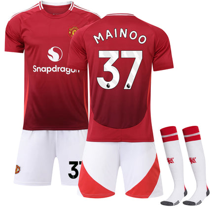 2024-2025 Manchester United Home Kids Football Shirt Kit No.37 Mainoo 22 22 kids