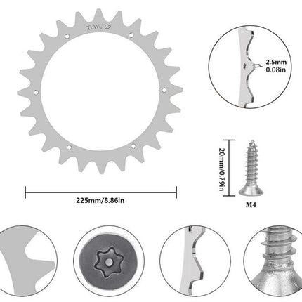 Worx Landroid Robotic Lawn Mower Pulley Sprocket Studs Anti-Slip Wheels-L Type 225mm, 2pcs.