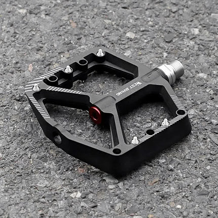 pair of wide pedals with non-slip surface and repair function, blue.
