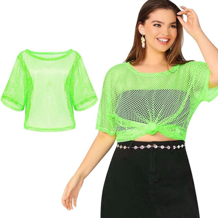 80s Neon Party Clothes Costume Accessories Set, 1980s Retro Theme Party Decoration Outfit for Women Girls B 1PCS.
