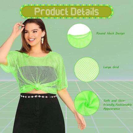 80s Neon Party Clothes Costume Accessories Set, 1980s Retro Theme Party Decoration Outfit for Women Girls B 1PCS.