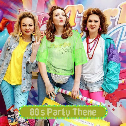 80s Neon Party Clothes Costume Accessories Set, 1980s Retro Theme Party Decoration Outfit for Women Girls B 1PCS.