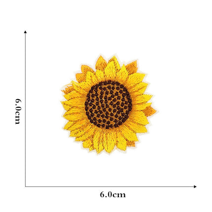 12 Pieces Embroidered Patches Iron-on Fabric Sew-on Patch Floral Pattern Mini Sunflower Embroidered Patches for Clothes Jeans Hat Backpacks.