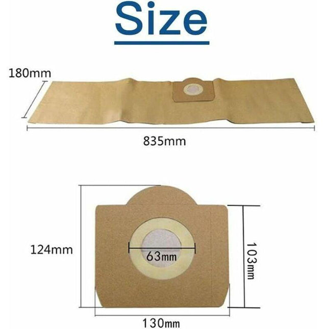 Karcher WD3 Vacuum Cleaner Bags, 5-pack straight vacuum cleaner bags for Karcher WD3, WD 3 Premium, WD3200, WD3500P, A2204, A2204, A2534, SE4001...