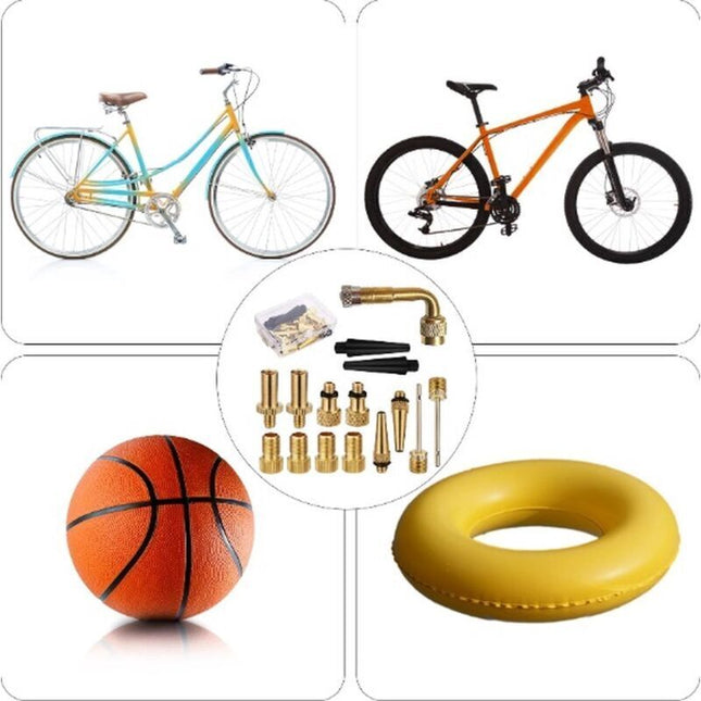 15 pcs Bicycle Valve Adapter Set Reducing Nozzles Tire Pump Adapter Set Ball Pump Needle Universal..