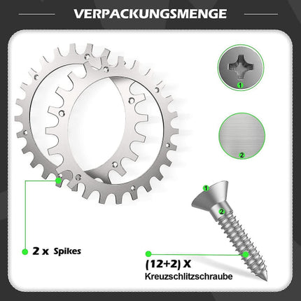premium stainless steel spikes for Worx S/m model, 2 x stainless steel screw spikes Traction Enhancer, robotic lawnmower Wheel size 205 mm (FMY).