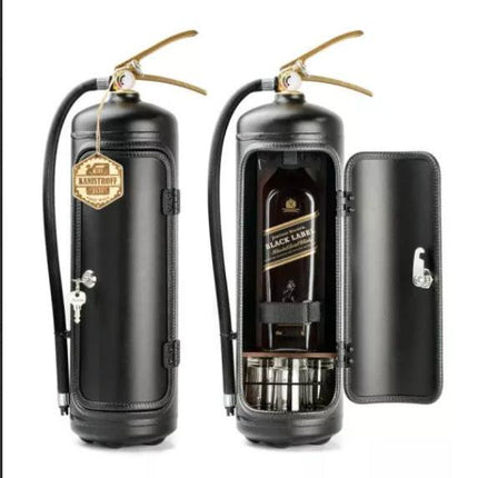 Fire Extinguisher Minibar Wine Cabinet Perfect Gift for Men black.