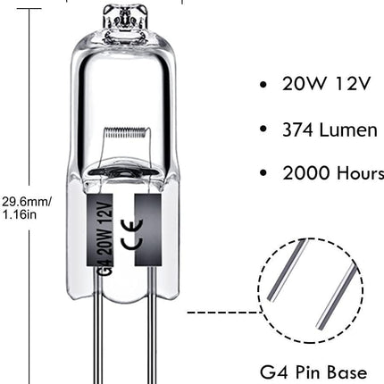 G4 halogen lamps 10W 12V - Warm white - 12 pcs 10W 12pcs 10W 12pcs.