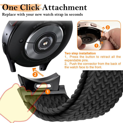 Braided Strap for Samsung Galaxy Watch 6 4 classic/5 Pro 45mm 47mm 43mm 44mm 40mm Magnetic Strap Without Gap Galaxy watch 6 band space gray space gray 6 classic 43mm 47mm.