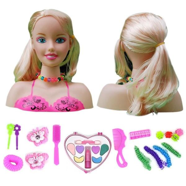Makeup Pretend Play Set for Kids 17 Pcs Hairdresser Styling Head Doll Makeup Toy Educational Toy Gift for Kids Girls.