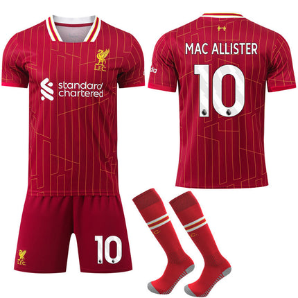 Liverpool Home Football Shirt Kids & Adults 2024-2025 With Socks No. 10 MAC ALLISTER No. 10 MAC ALLISTER No.10 MAC ALLISTER 22