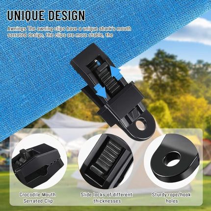Tent Clamp, 15 pcs Tarpaulin Clamps, Tarpaulin Fastener, Black Heavy Duty Tarpaulin Clamps for Tents, Outdoor Camping, Awnings, Boat Covers, Banners.