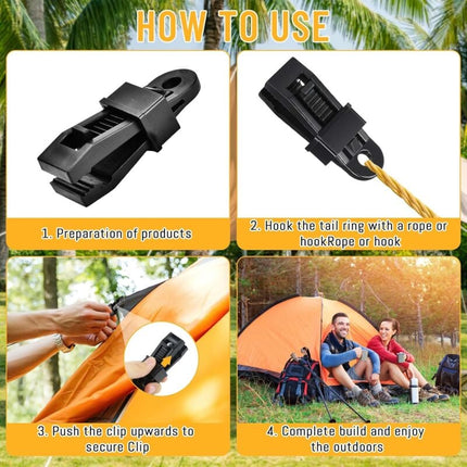 Tent Clamp, 15 pcs Tarpaulin Clamps, Tarpaulin Fastener, Black Heavy Duty Tarpaulin Clamps for Tents, Outdoor Camping, Awnings, Boat Covers, Banners.