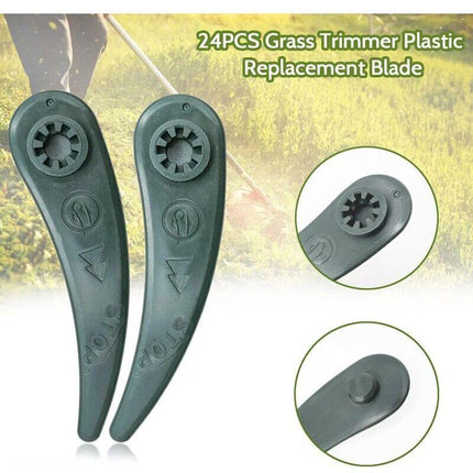 24-pack Bosch Grass Trimmer Blades for Bosch Durablade Art 23-18 LI Art 26-18 LI Grass Trimmers, Replacement Blades for Grass Trimmer. green Flat teeth.