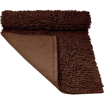Bathroom Mat Chenille Dark Brown, Fluffy Bathroom Mat (50 x 80 cm) Coffee.