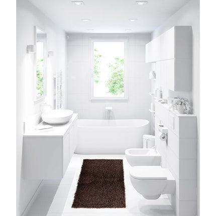 Bathroom Mat Chenille Dark Brown, Fluffy Bathroom Mat (50 x 80 cm) Coffee.