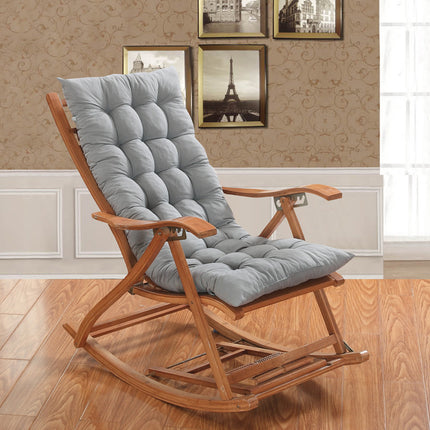 Long Folding Lounger Rocking Chair Cotton Cushion Plush Pillow Bamboo Chair Cushion Grey 48x120cm.