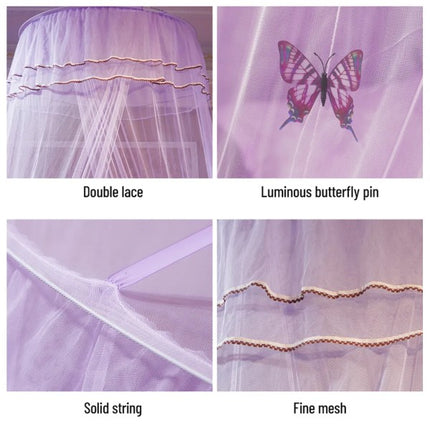 Universal Bed Canopy Dome Bedspread Mosquito Net Tulle Children's Bed Children's Room Princess Double Bed Easy to Install, Purple.