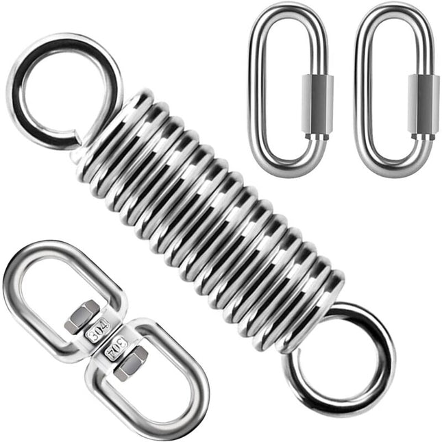Spring Suspension with 360° Swivel Hooks and Carabiners, Spring Suspension for Hanging Chair Yoga Sandbag, Load 200 kg (Spring Suspension).