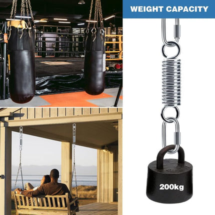 Spring Suspension with 360° Swivel Hooks and Carabiners, Spring Suspension for Hanging Chair Yoga Sandbag, Load 200 kg (Spring Suspension).
